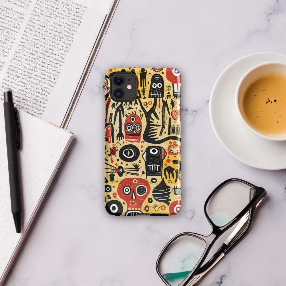 Abstract Encounters: A Dance of Faces and Symbols | Phone Case |  11 | Snap Case | Glossy