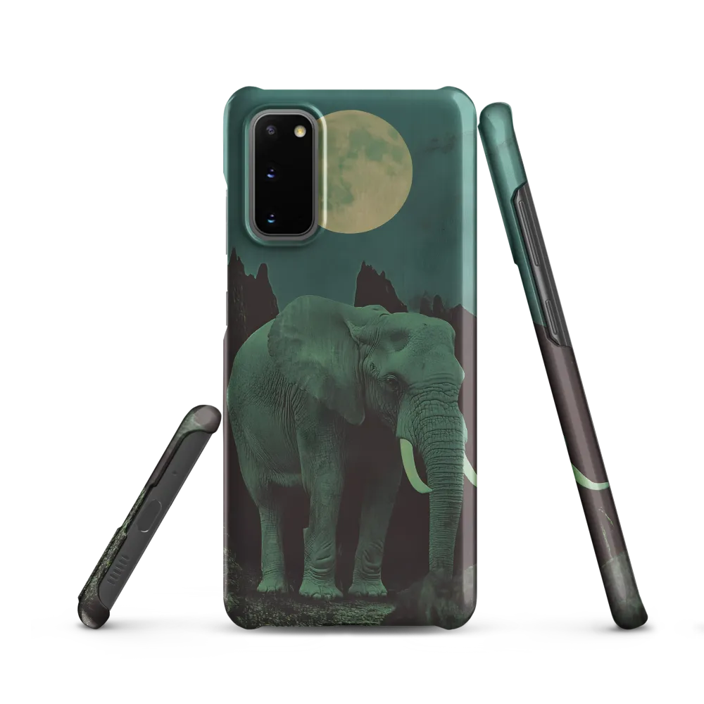 Ethereal Presence: Elephant Under a Full Moon | Phone Case |  S20 | Snap Case | Matte