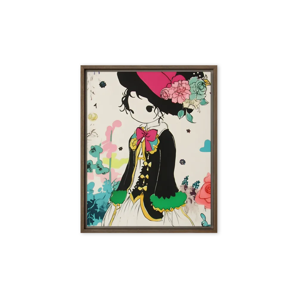 Whimsical Garden Reverie | Canvas with Brown Frame | 8″×10″