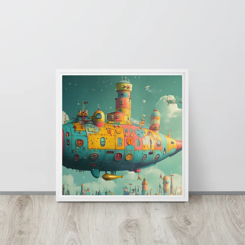 Submerged Dreams: A Whimsical Voyage | Canvas with White Frame | 16″×16″