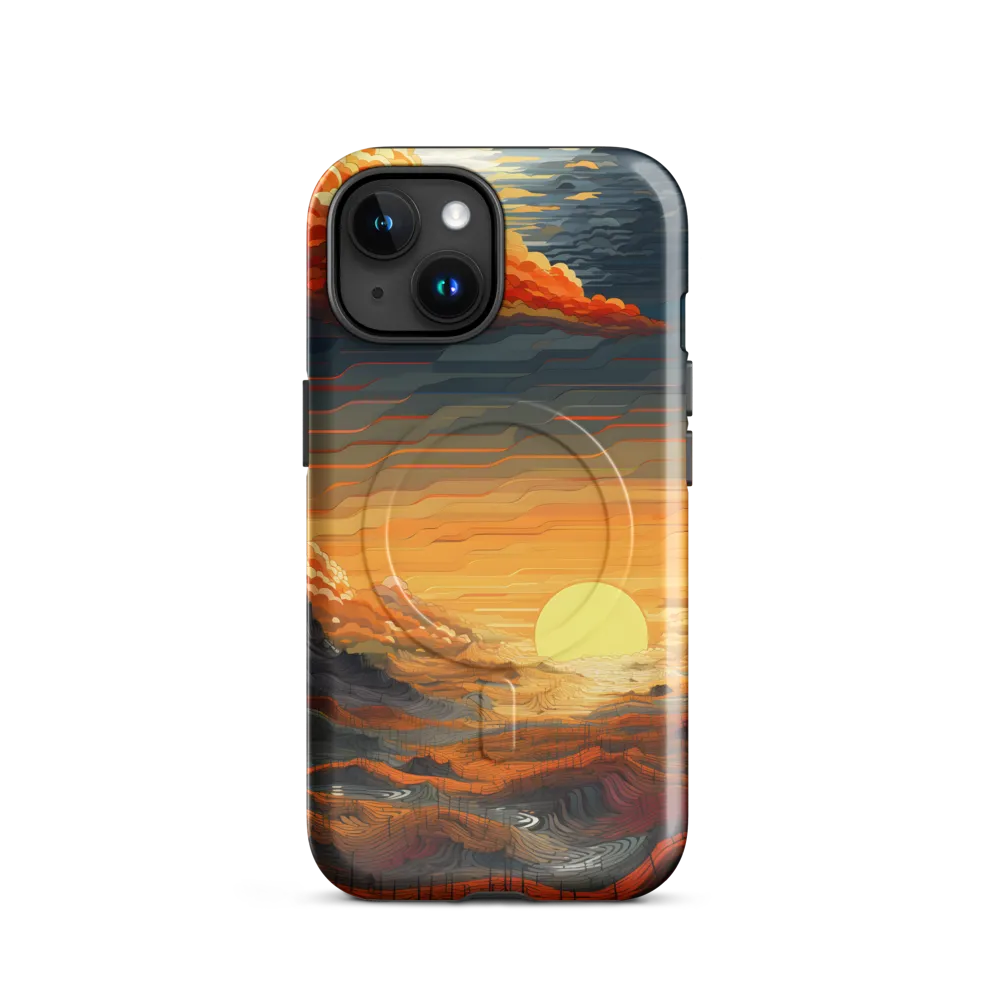 Ethereal Sunset: A Serene Landscape in Flowing Forms | Phone Case |  15 | MagSafe® Tough Case | Glossy