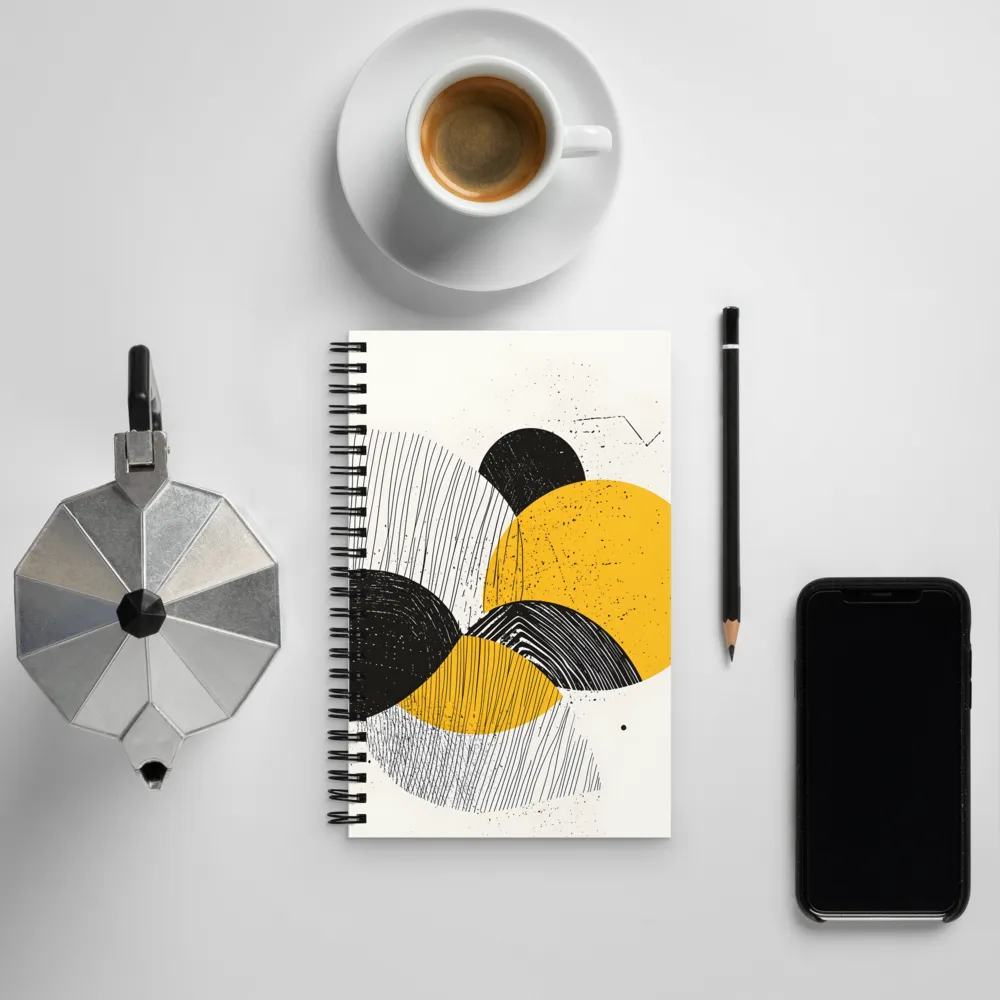 Dynamic Harmony in Black and Yellow | Spiral Notebook