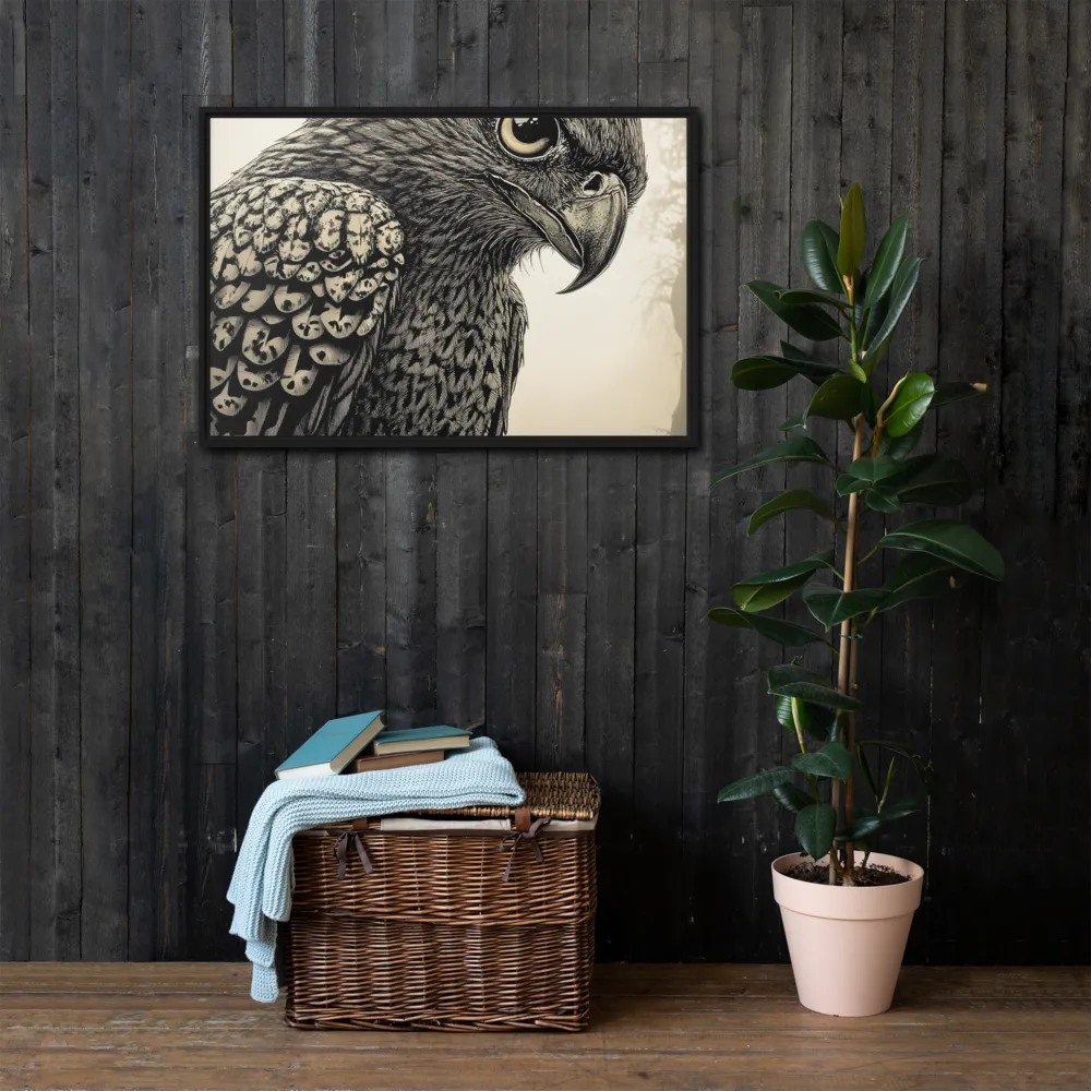 Majestic Owl in Detail | Canvas with Black Frame | 24″×36″
