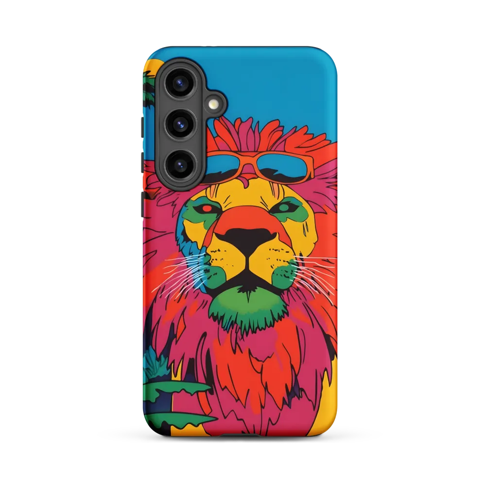 Lion with Sunglasses: A Vibrant Tropical Portrait