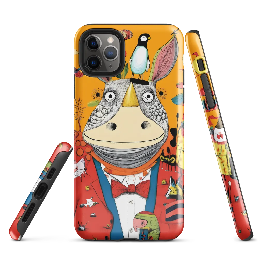 Whimsical Rhinoceros: A Playful Encounter | Phone Case |  11 Pro Max | Tough Case | Glossy