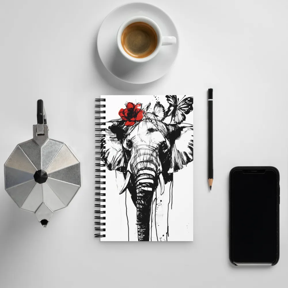 Whimsical Elegance: The Elephant's Adornments | Spiral Notebook