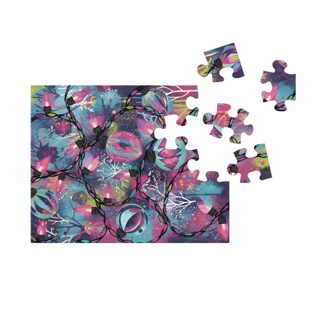 Holiday Lights Pattern 
 Jigsaw Puzzle in Tin Box