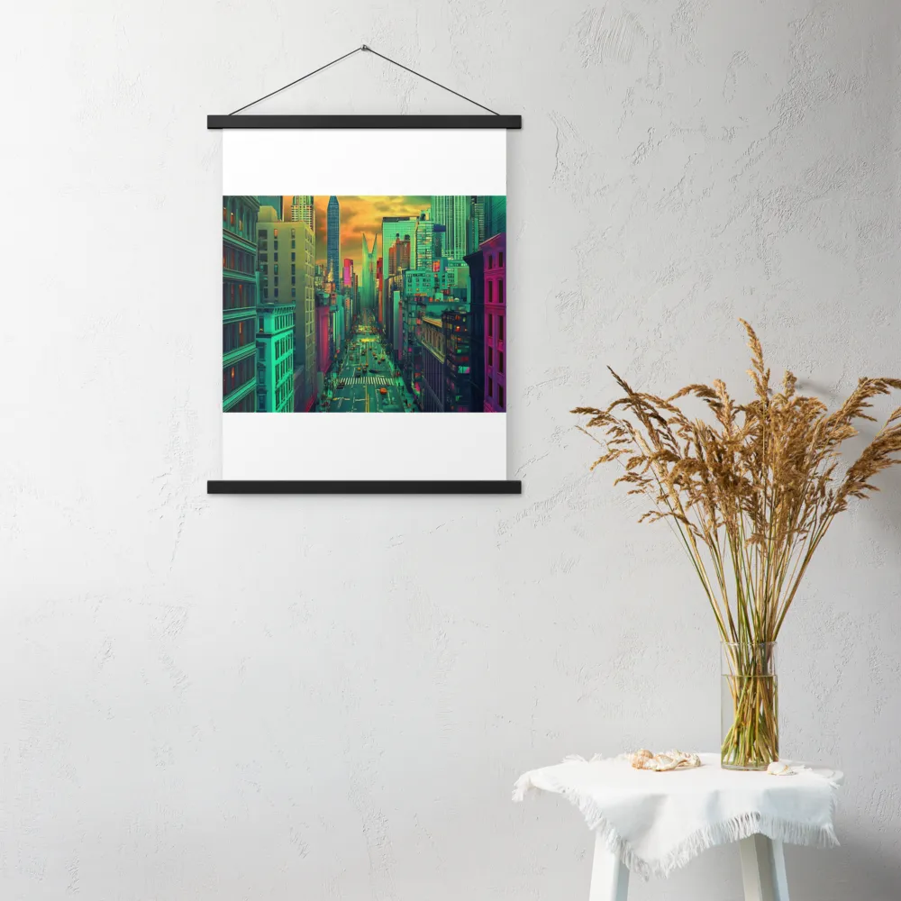 Urban Surrealism: Neon Dreams | Poster With Black Wood Hanger | 18″×24″