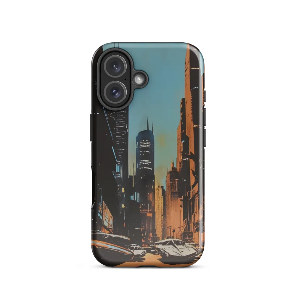 Futuristic Cityscape in Blue and Orange