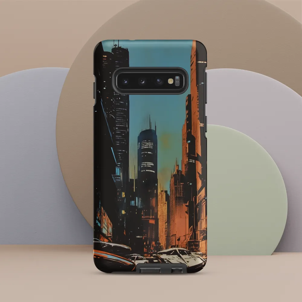 Futuristic Cityscape in Blue and Orange