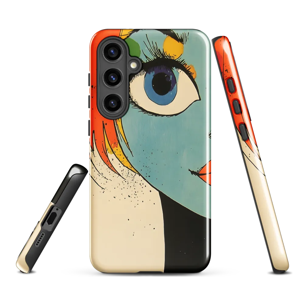 Vivid Expressions: A Portrait in Blue | Phone Case |  S24 Plus | Tough Case | Glossy