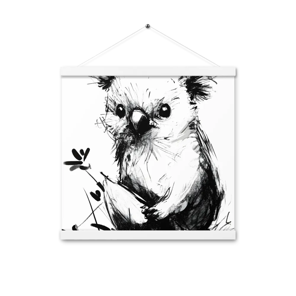 Whimsical Koala in Ink | Poster With White Wood Hanger | 16″×16″