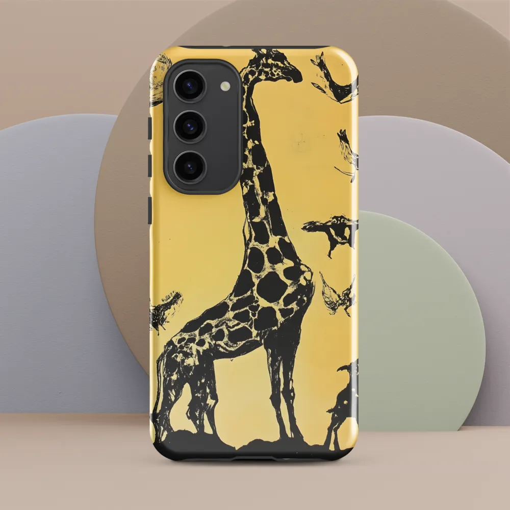 Whimsical Harmony of Giraffe and Birds