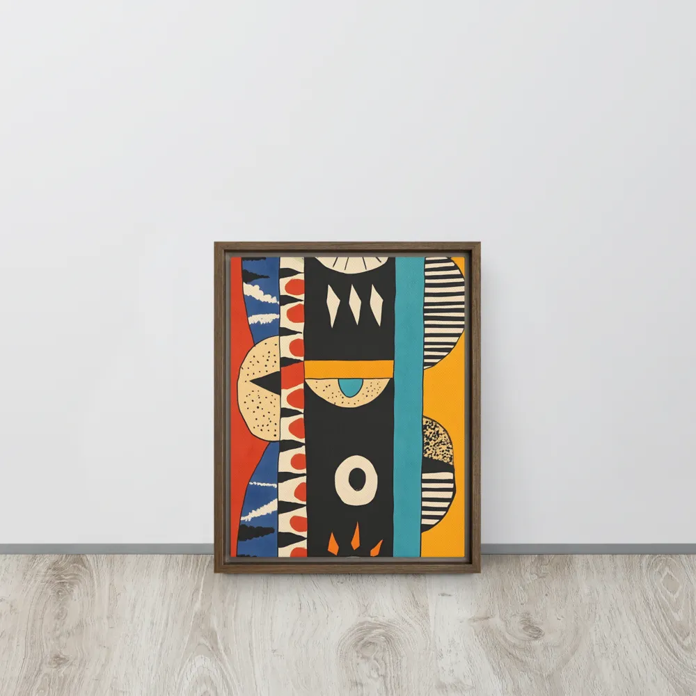Playful Geometry: A Modern Abstract Exploration | Canvas with Brown Frame | 11″×14″