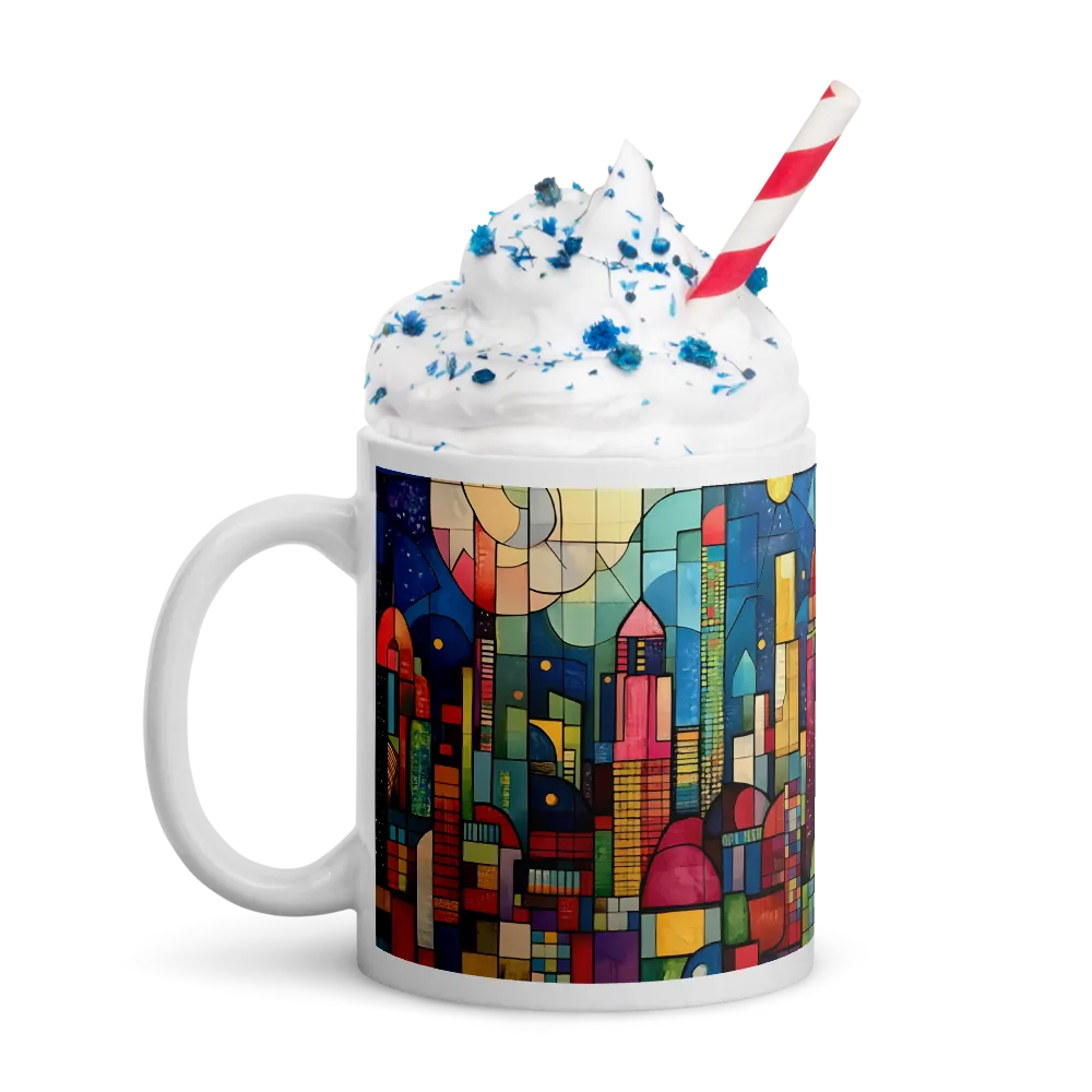 Geometric Harmony: A Vibrant Cityscape | Mugs | Multiple Sizes & Colors