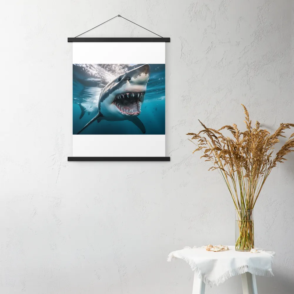 Majesty of the Ocean: The Great White Shark | Poster With Black Wood Hanger | 18″×24″