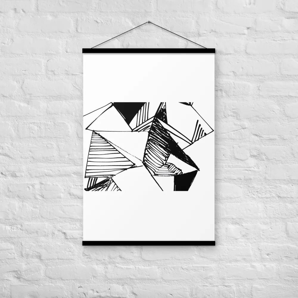 Dynamic Geometry in Ink | Poster With Black Wood Hanger | 24″×36″