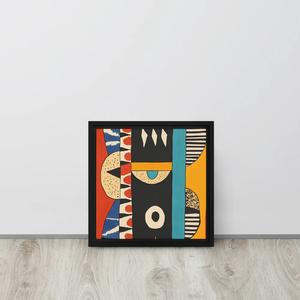 Playful Geometry: A Modern Abstract Exploration | Canvas with Black Frame | 12″×12″