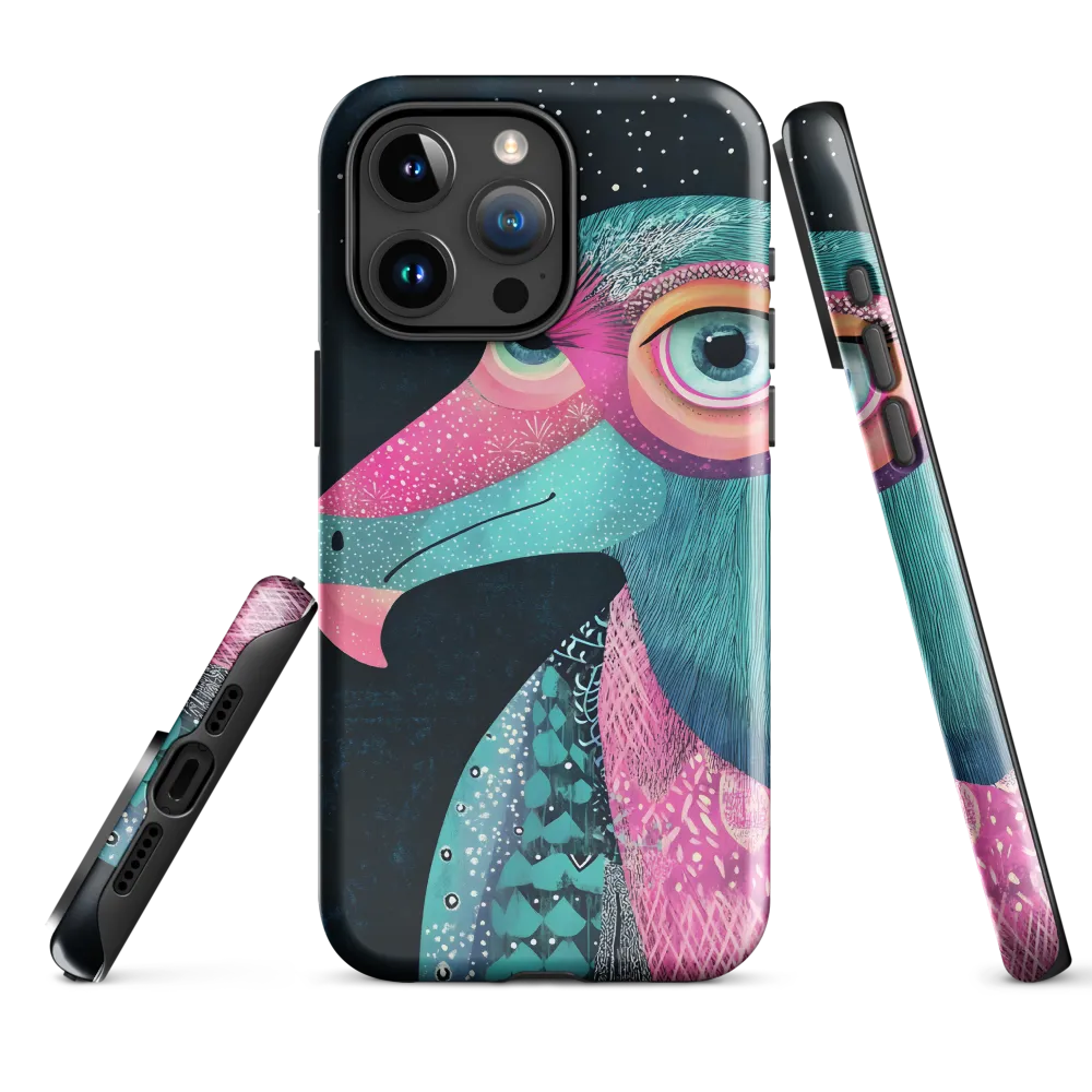 Whimsical Vulture: A Dance of Colors | Phone Case |  15 Pro Max | Tough Case | Glossy