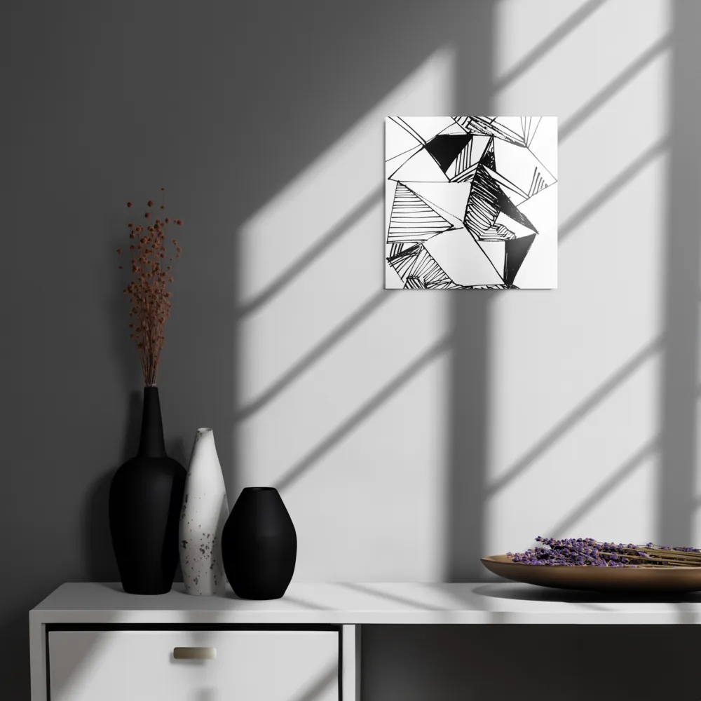 Dynamic Geometry in Ink | Metal Print | 12″×12″