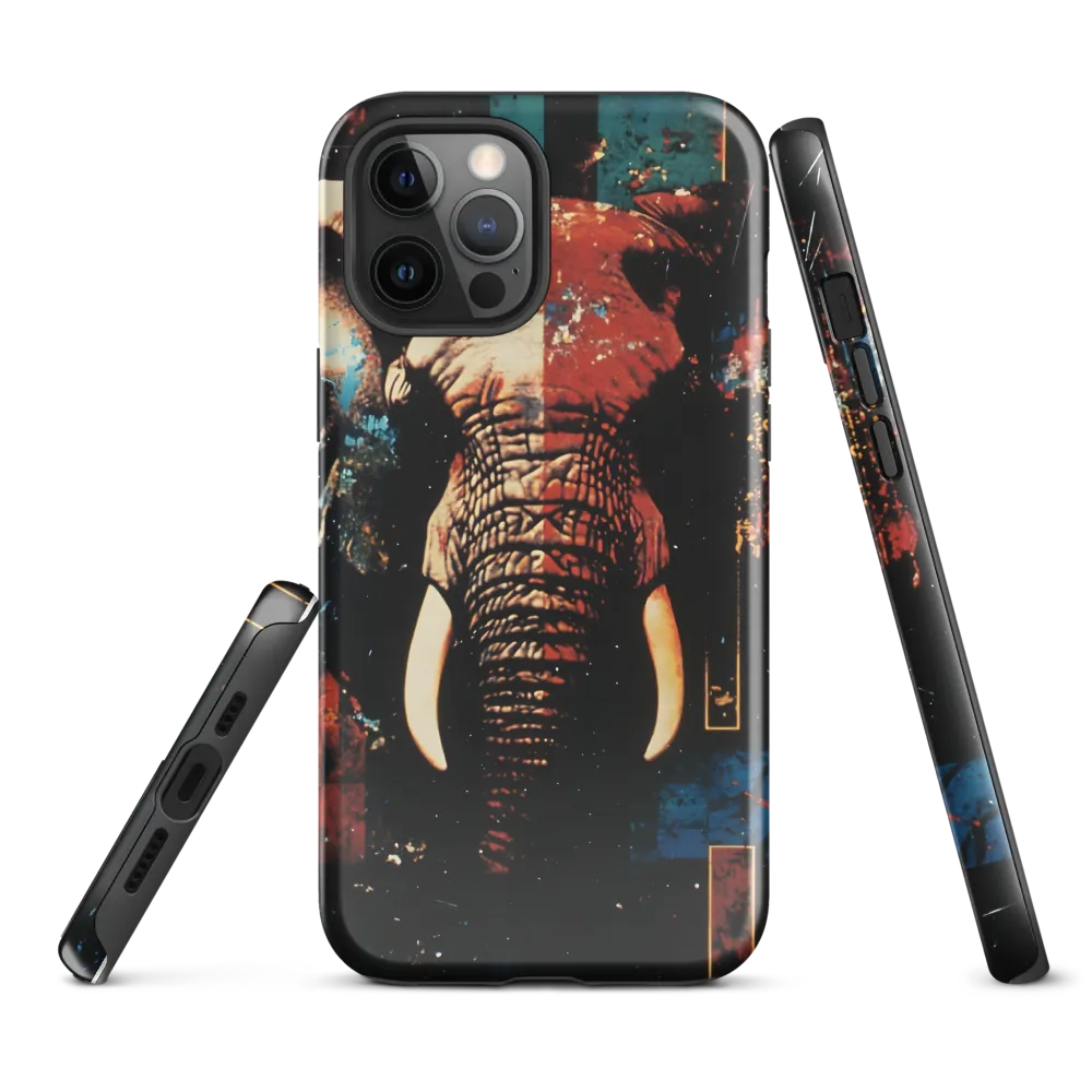 Split Portrait: Elephant in Red and Teal