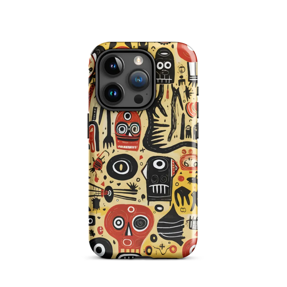 Abstract Encounters: A Dance of Faces and Symbols | Phone Case |  15 Pro | Tough Case | Glossy