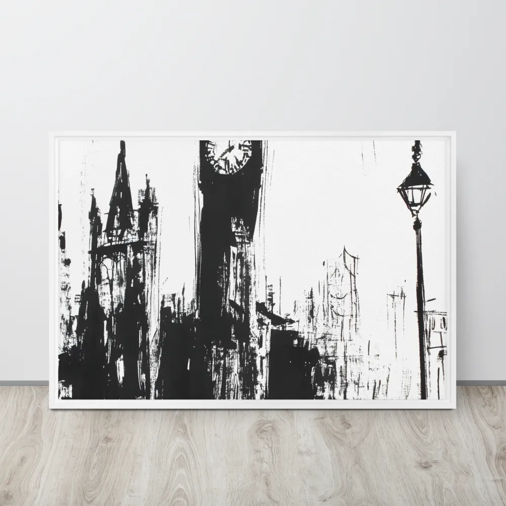 Clock Tower in Motion | Canvas with White Frame | 24″×36″