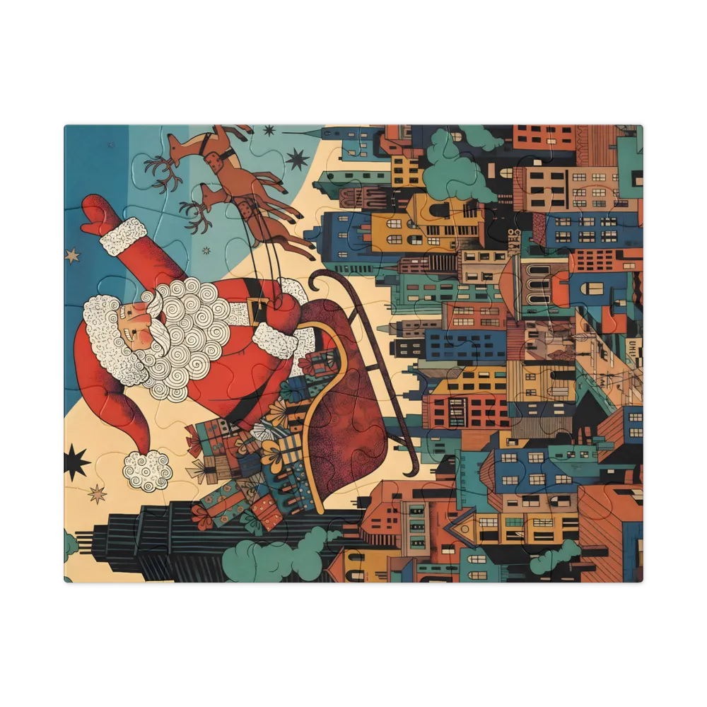 Santa's Night Flight 
 Jigsaw Puzzle in Tin Box