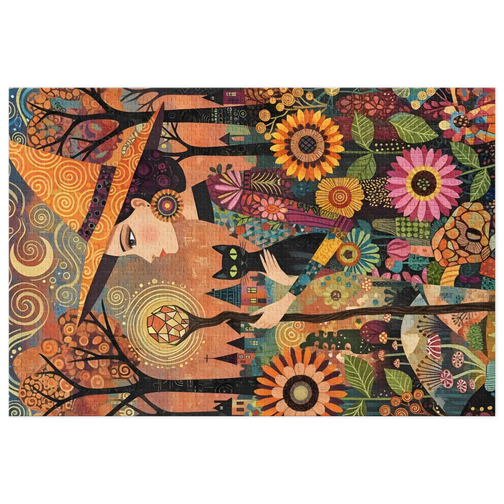 The Witch's Vibrant Garden 
 Jigsaw Puzzle in Tin Box