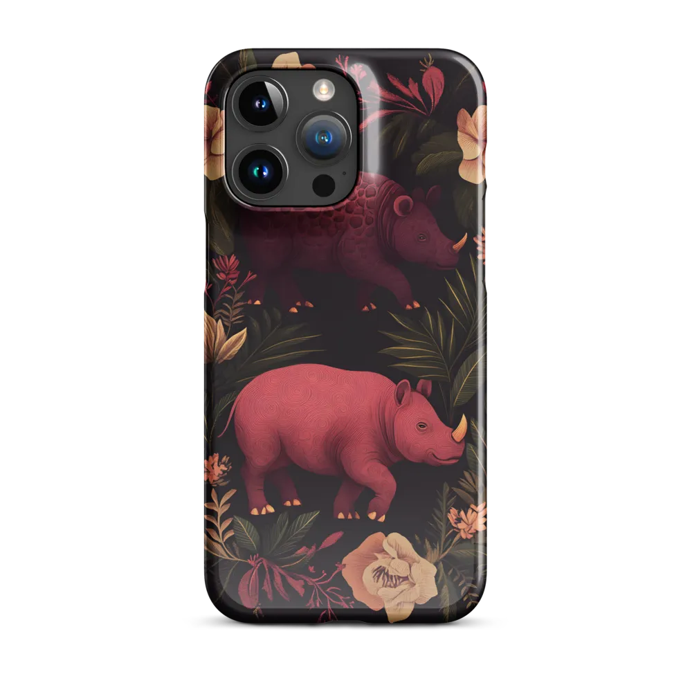 Rhinos in Floral Embrace