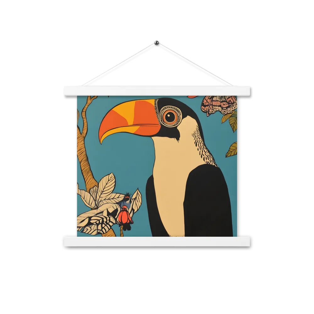 Tropical Majesty: The Toucan at Rest | Poster With White Wood Hanger | 14″×14″