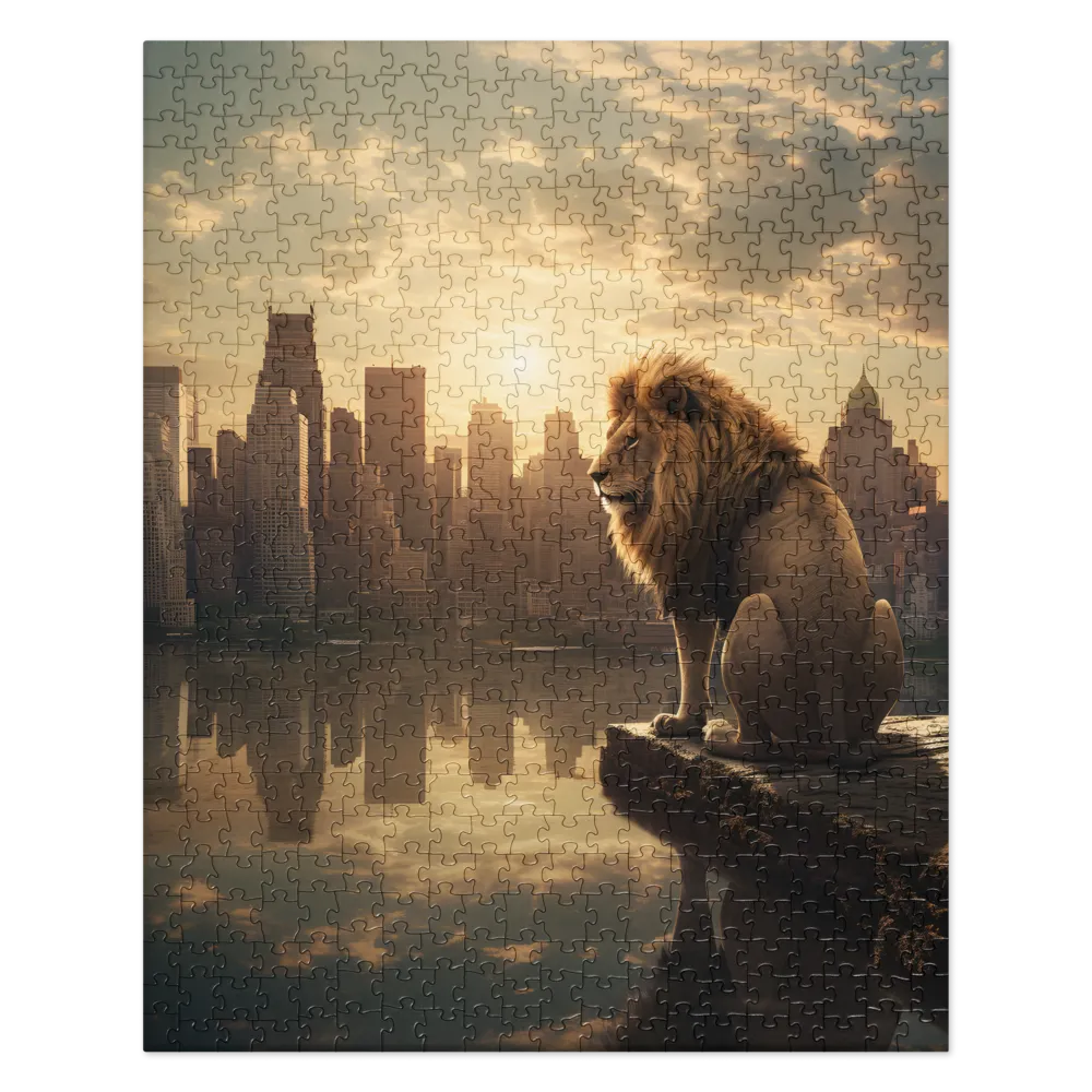 The Lion's Gaze Over the Urban Symphony | Jigsaw Puzzle | 520 pieces