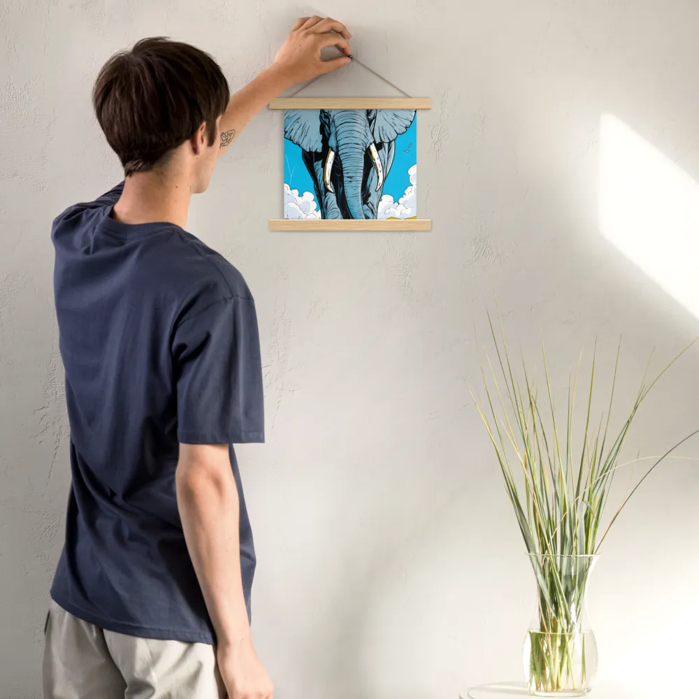 Majestic Presence: The Elephant | Poster With Oak Wood Hanger | 10″×10″