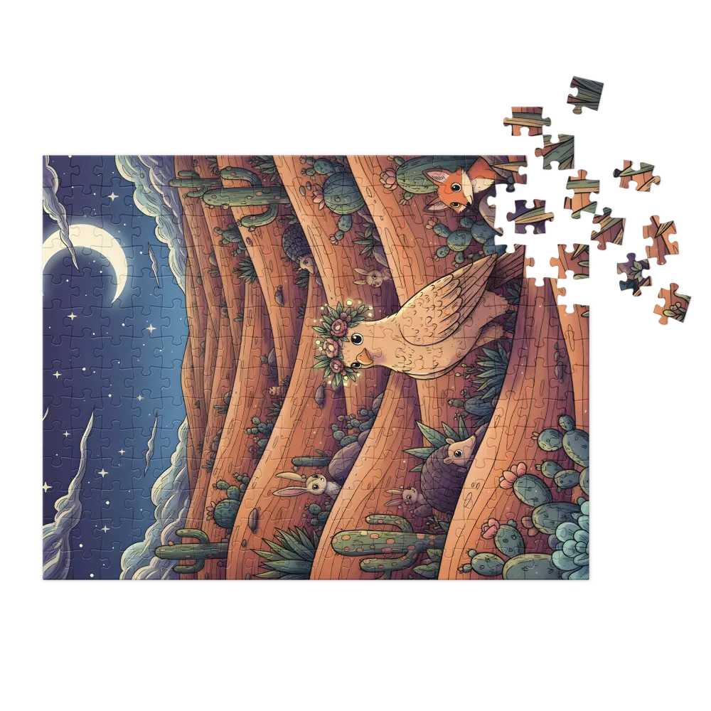 Moonlit Desert Gathering 
 Jigsaw Puzzle in Tin Box