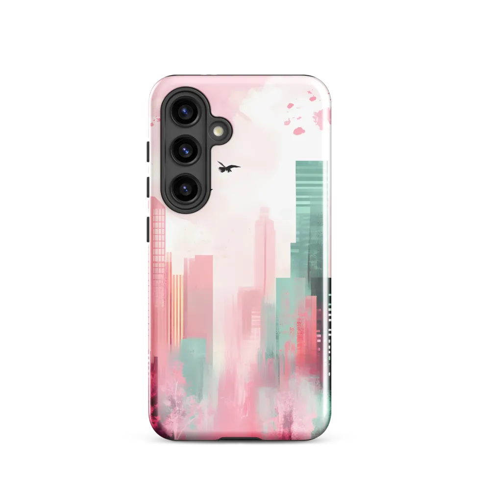 Dreamy Cityscape in Pink and Cyan