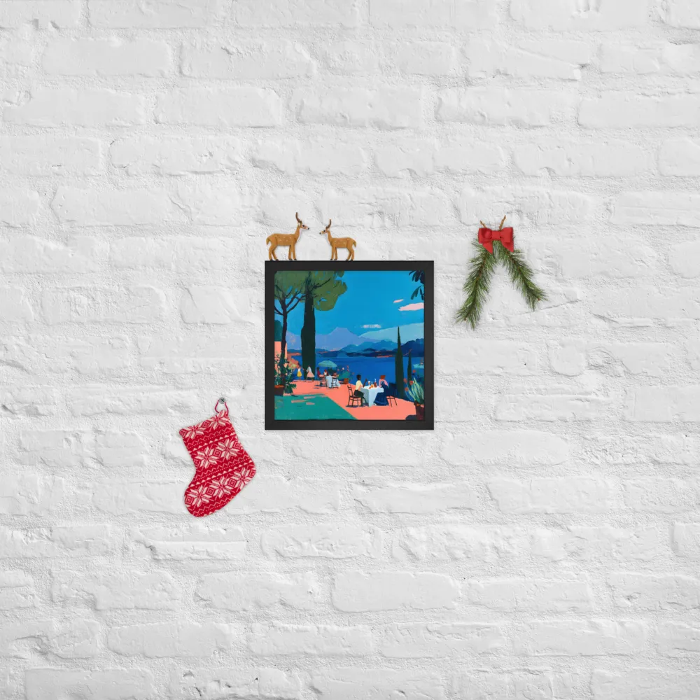 Lakeside Terrace 
 Poster with Black Frame | 12″x 12″