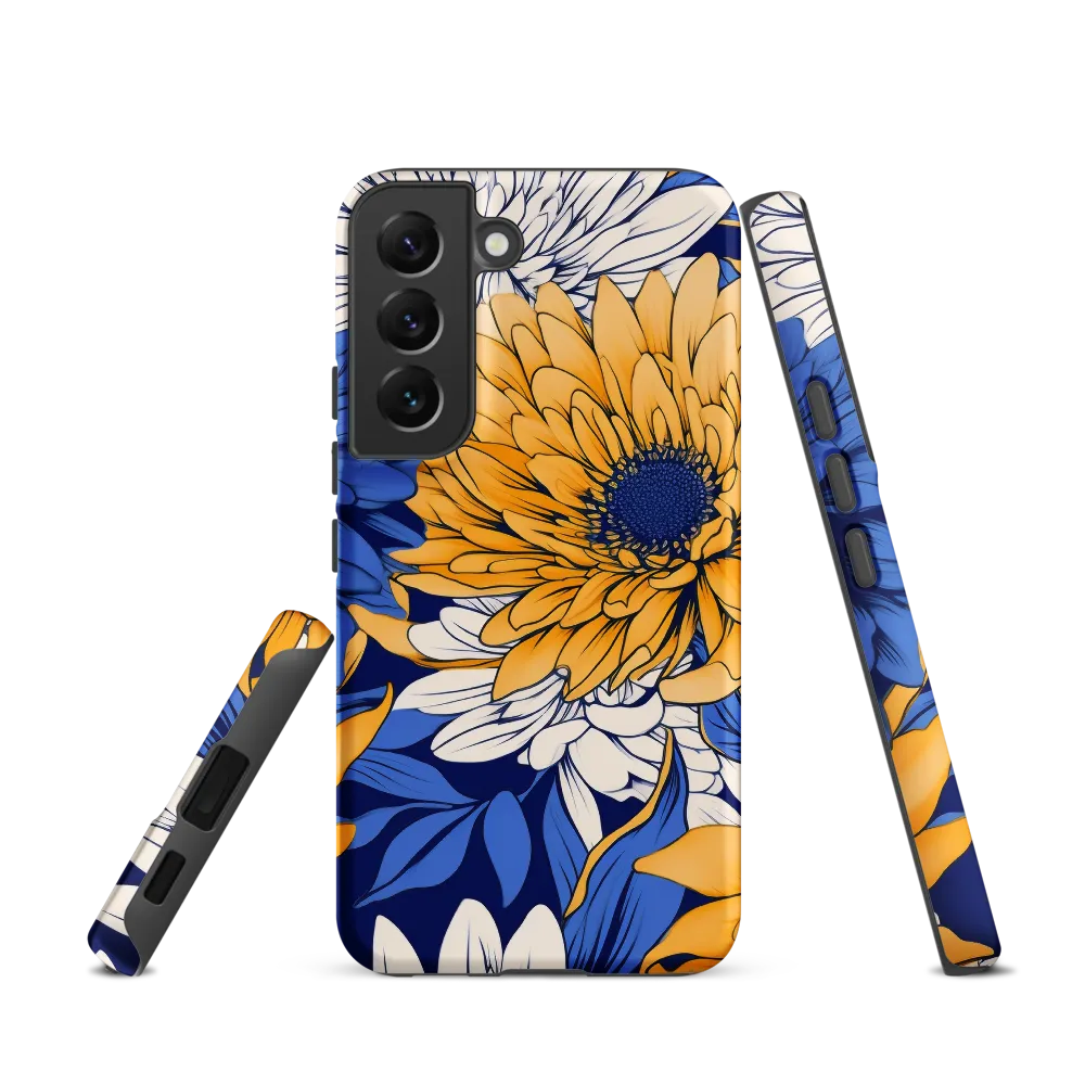 Floral Harmony in Blue and Yellow