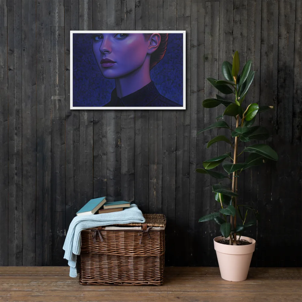 Ethereal Portrait in Blue and Red | Canvas with White Frame | 20″×30″