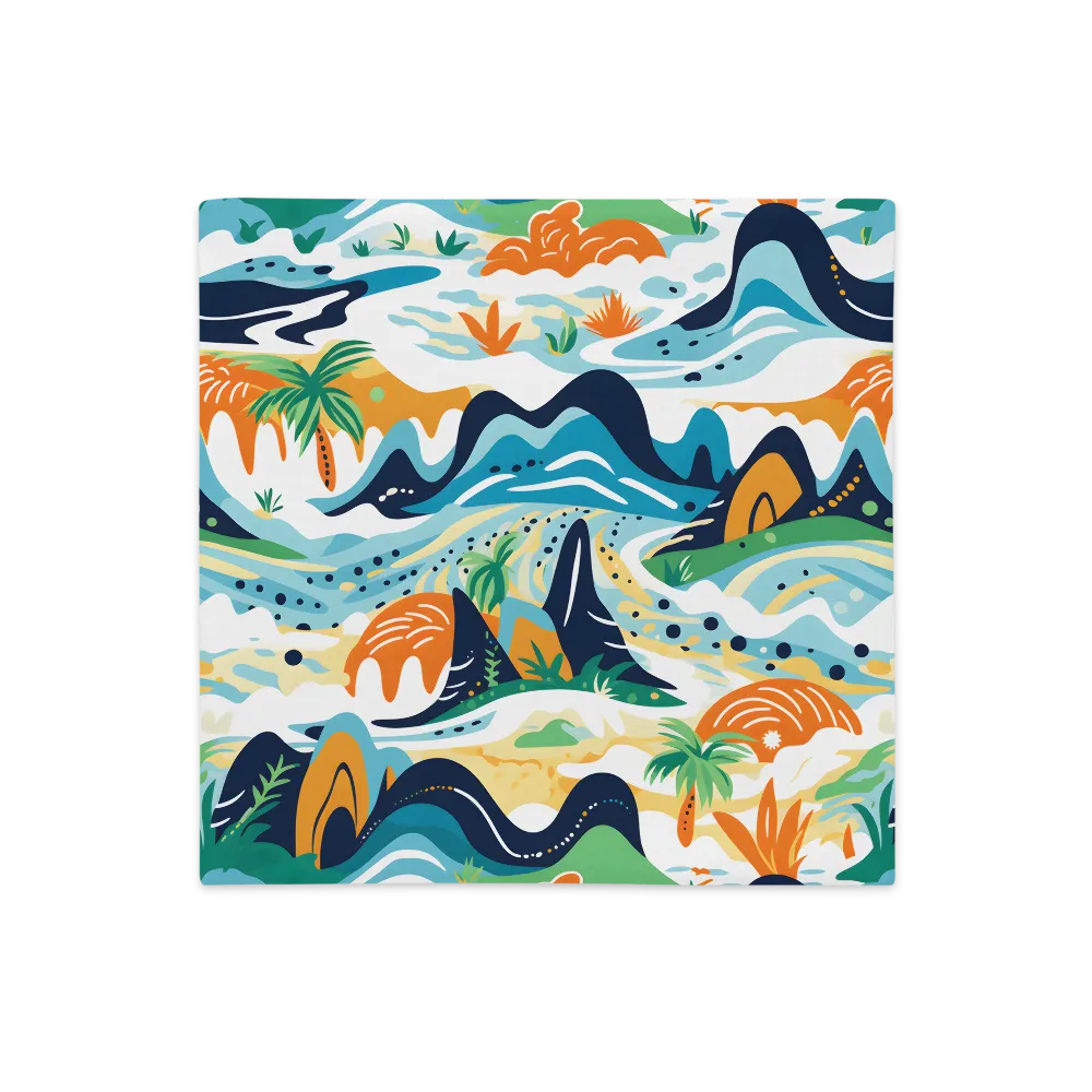 Abstract Tropical Landscape | Pillow Case | 18″×18″