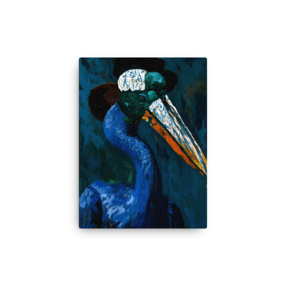 Majestic Absurdity: The Hat-Wearing Bird | Thin Canvas | 9″×12″