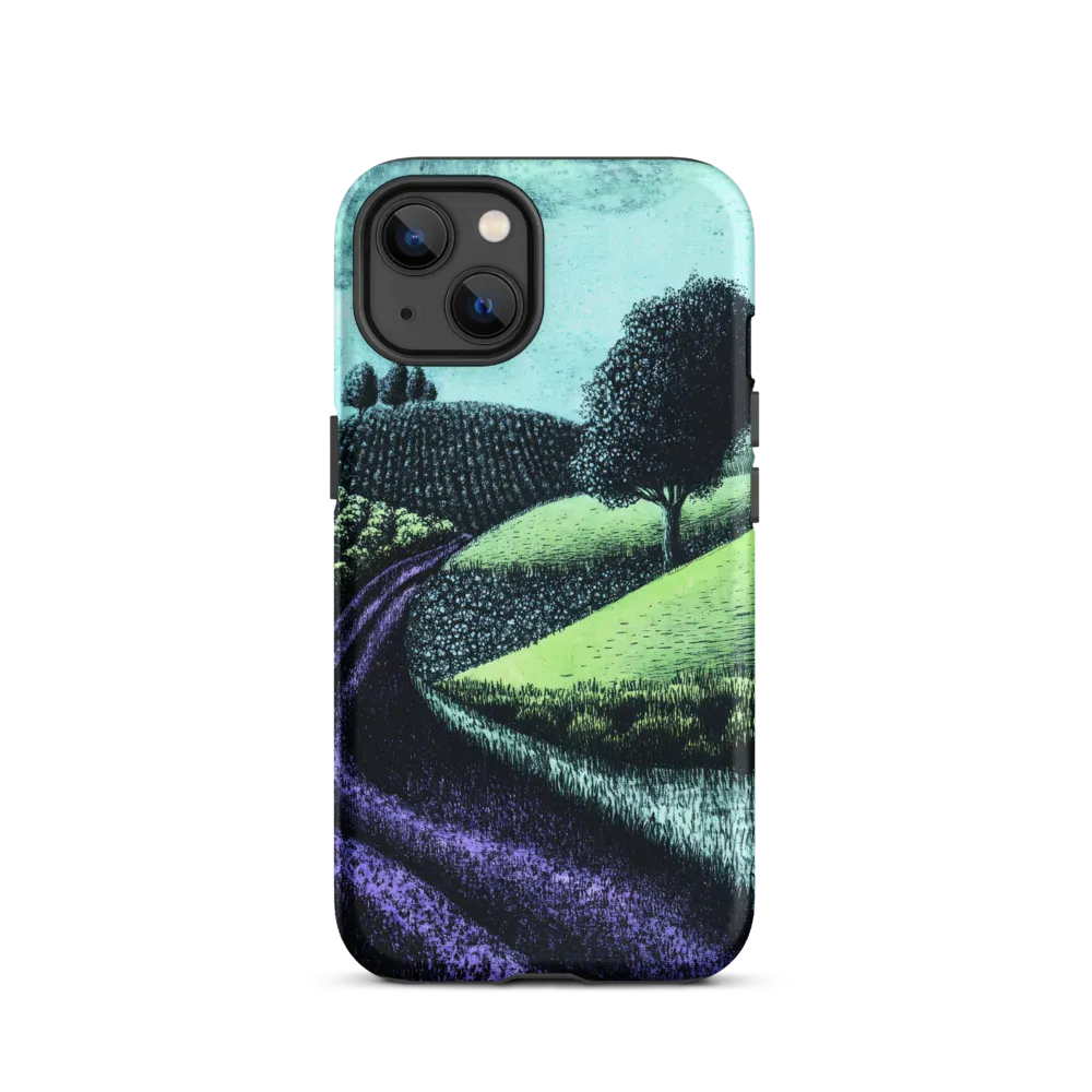 Winding Serenity: A Modern Landscape | Phone Case |  13 | Tough Case | Matte