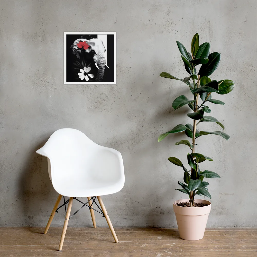 Elephant Harmony | Poster with White Frame | 16″×16″