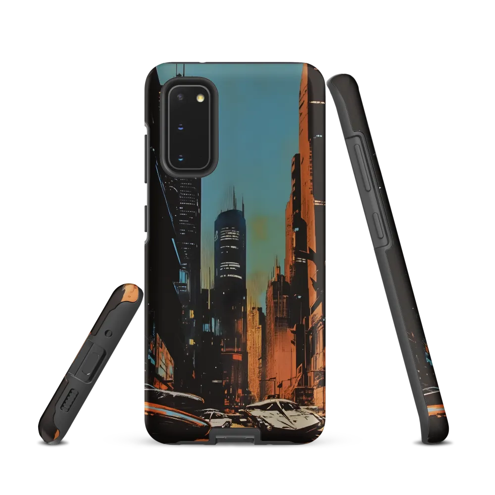 Futuristic Cityscape in Blue and Orange