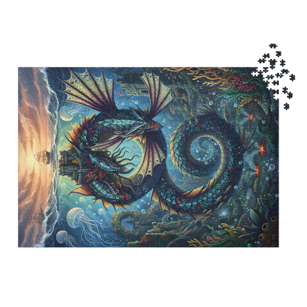 Depths of the Sea Serpent 
 Jigsaw Puzzle in Tin Box