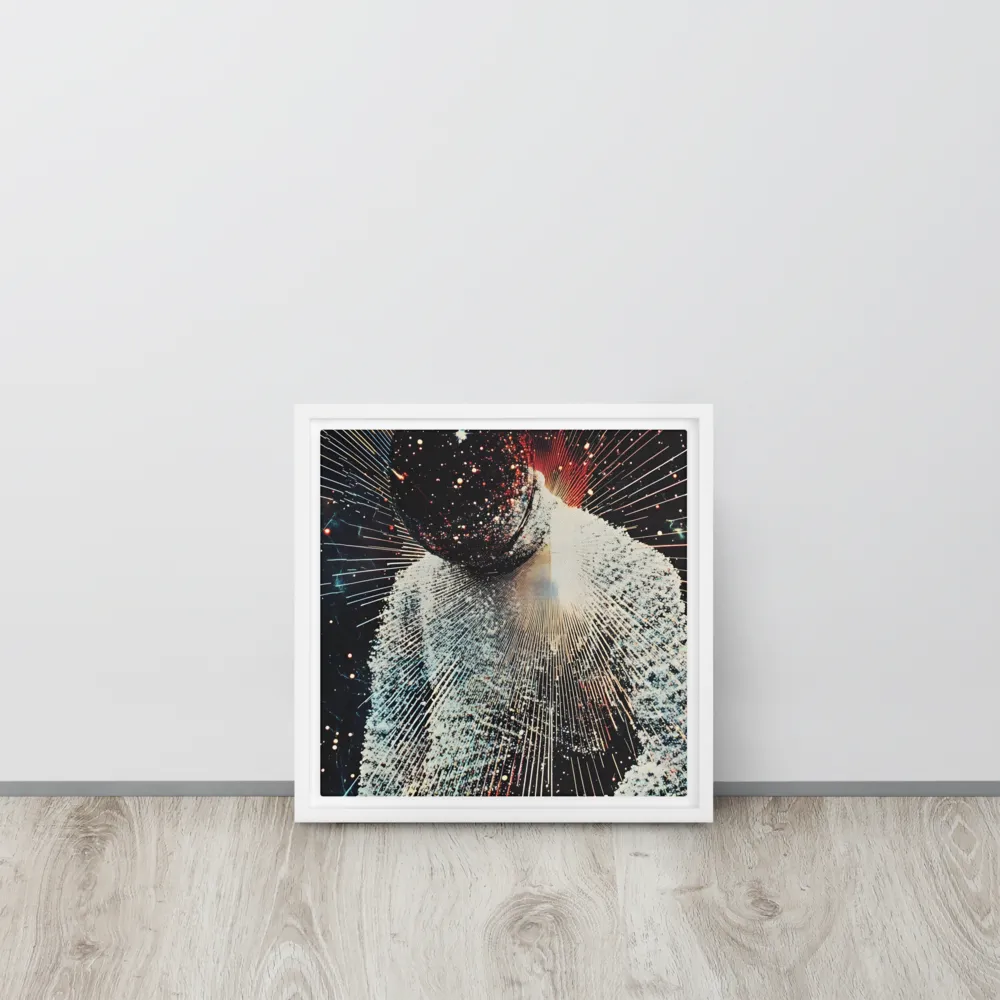 Ethereal Astronaut: A Journey Through the Cosmos | Canvas with White Frame | 12″×12″