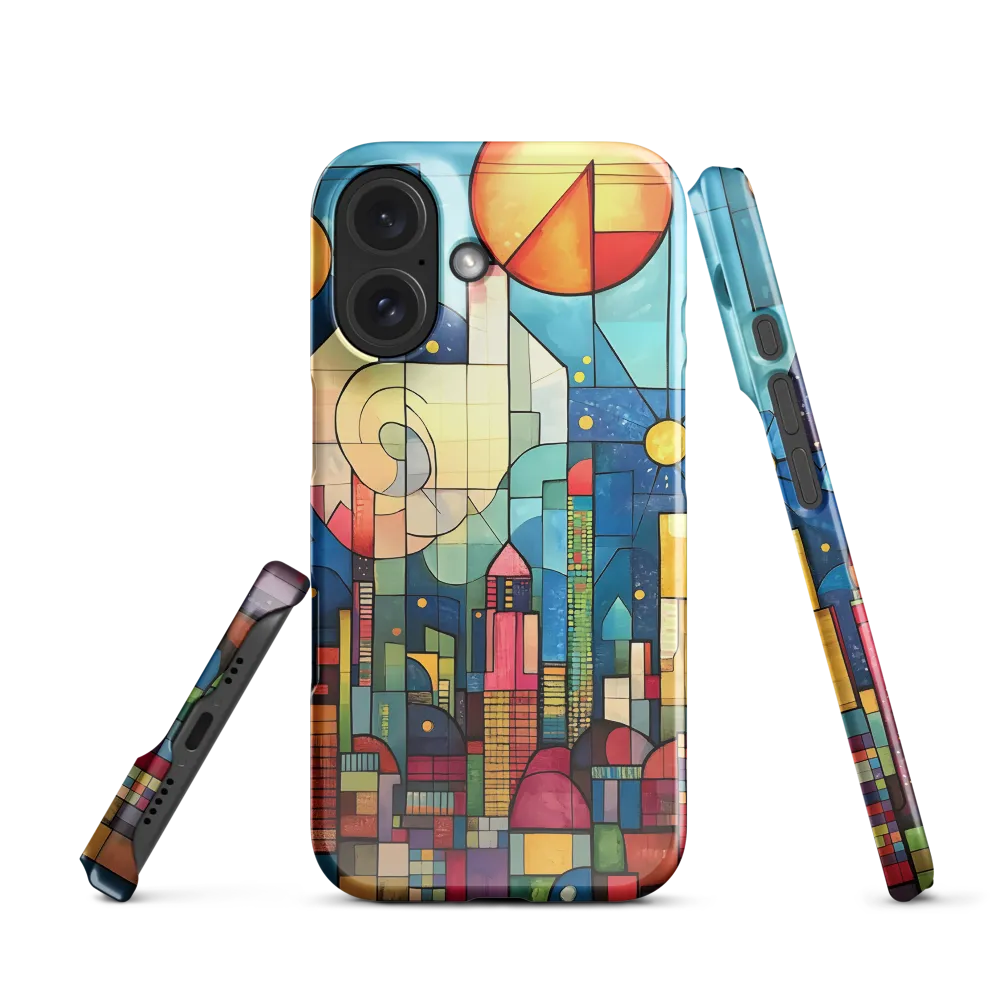 Geometric Harmony: A Vibrant Cityscape | Phone Case |  16 | Snap Case | Glossy