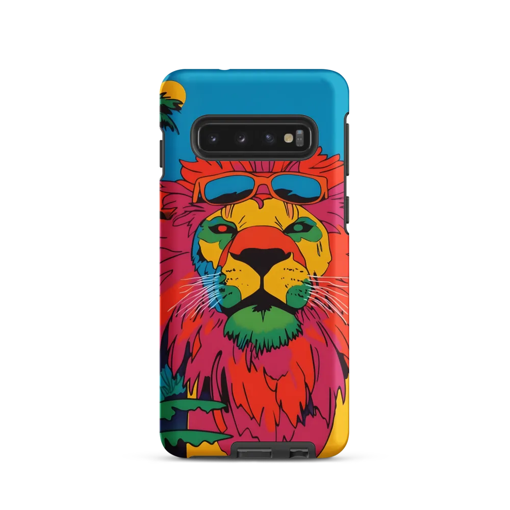 Lion with Sunglasses: A Vibrant Tropical Portrait