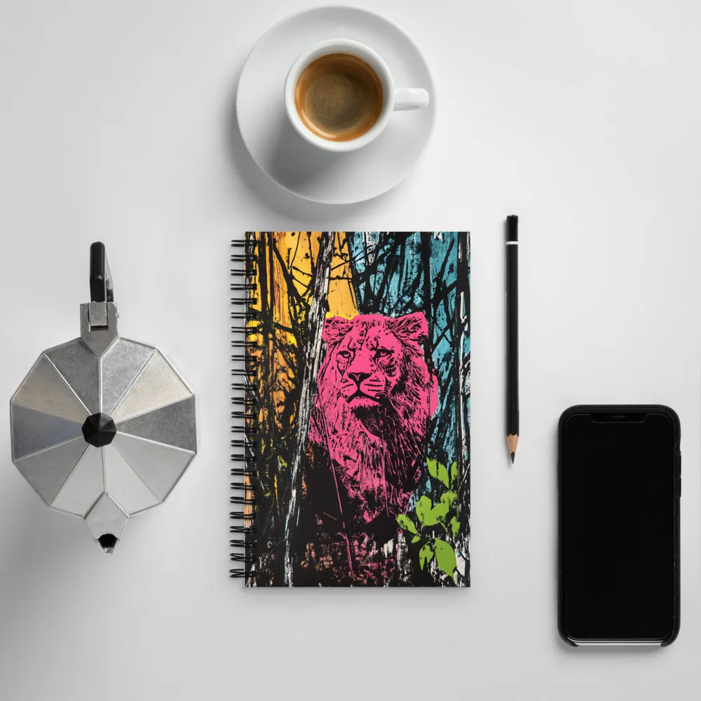 Fierce Vibrance: The Pink Lion | Spiral Notebook