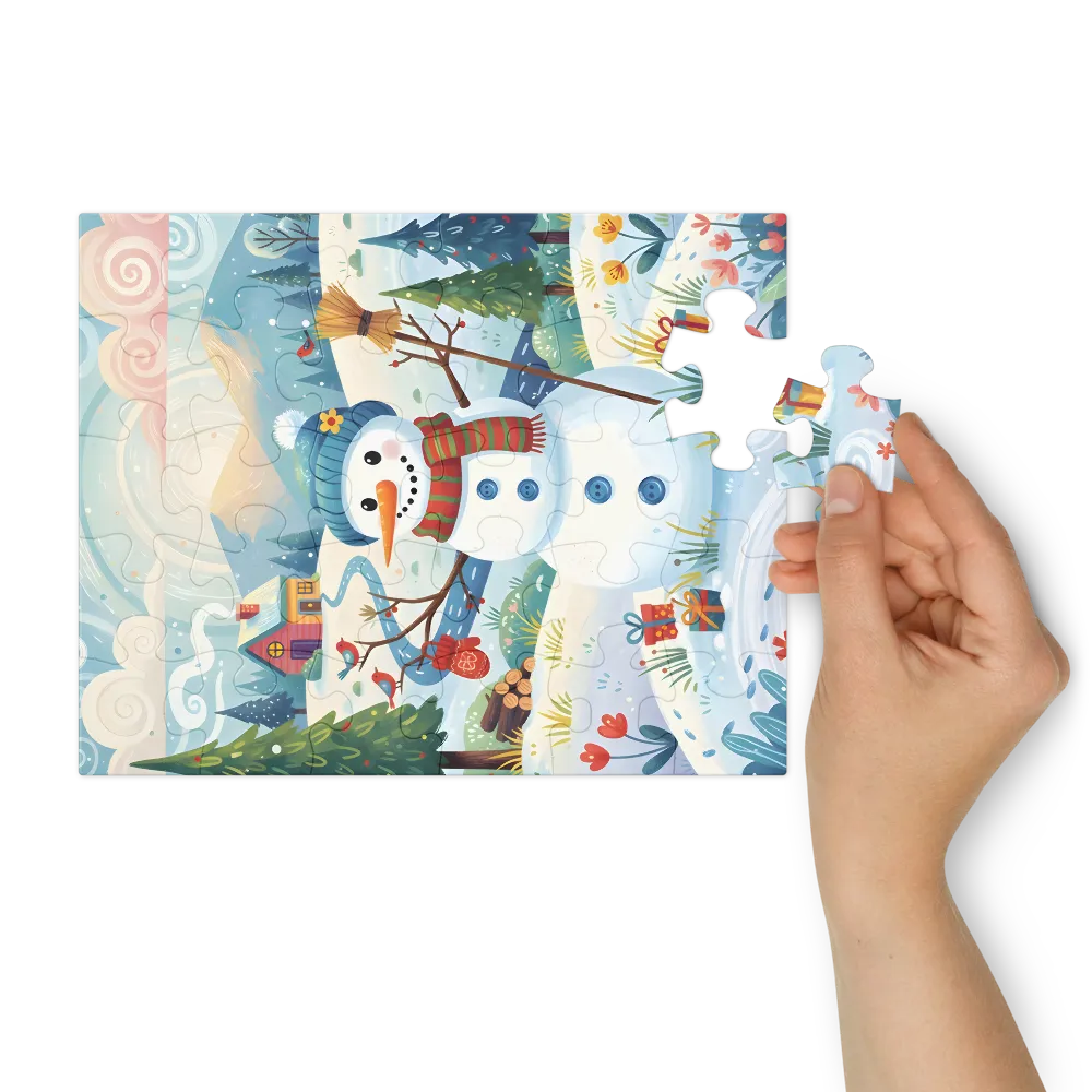 Snowman's Morning 
 Jigsaw Puzzle in Tin Box