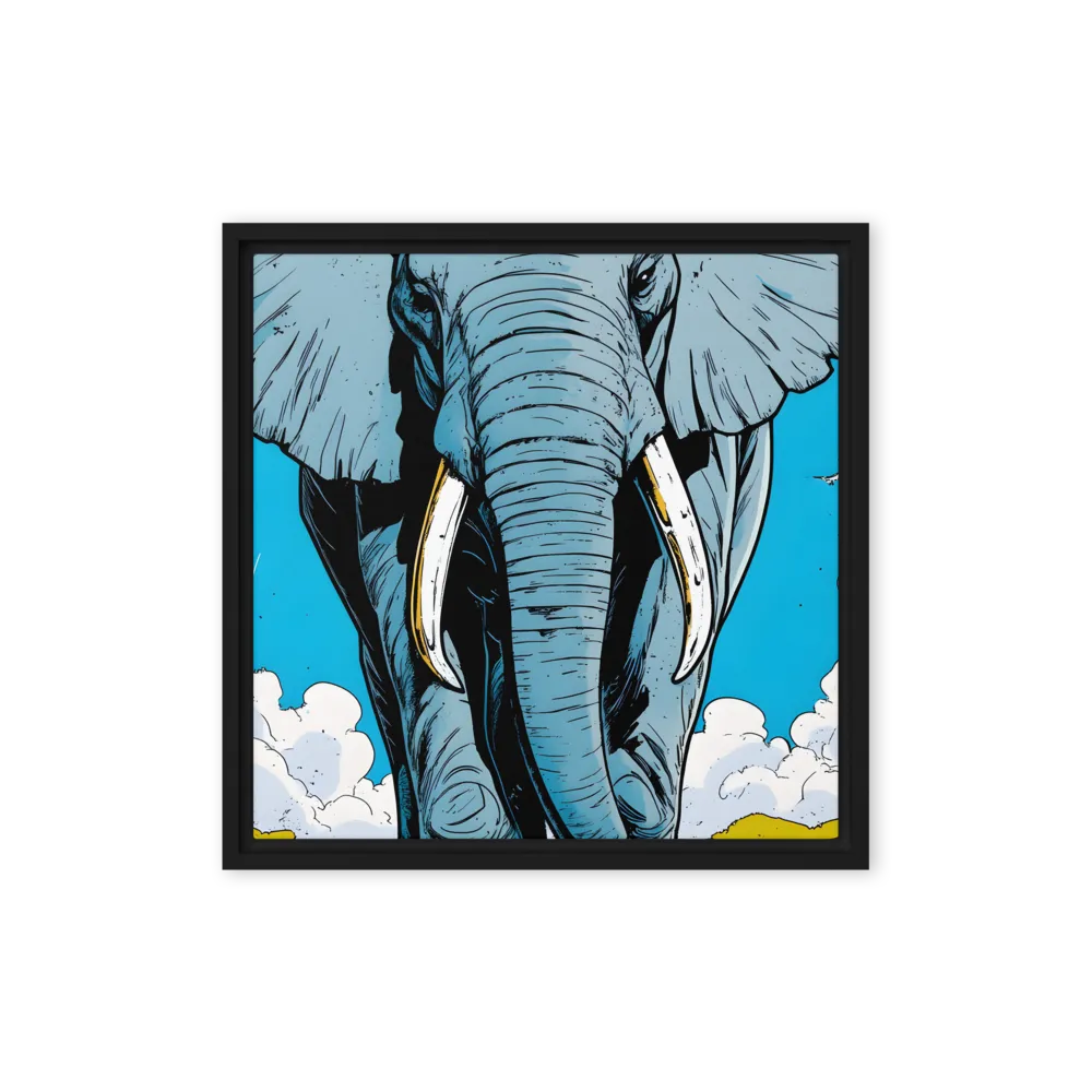 Majestic Presence: The Elephant | Canvas with Black Frame | 16″×16″